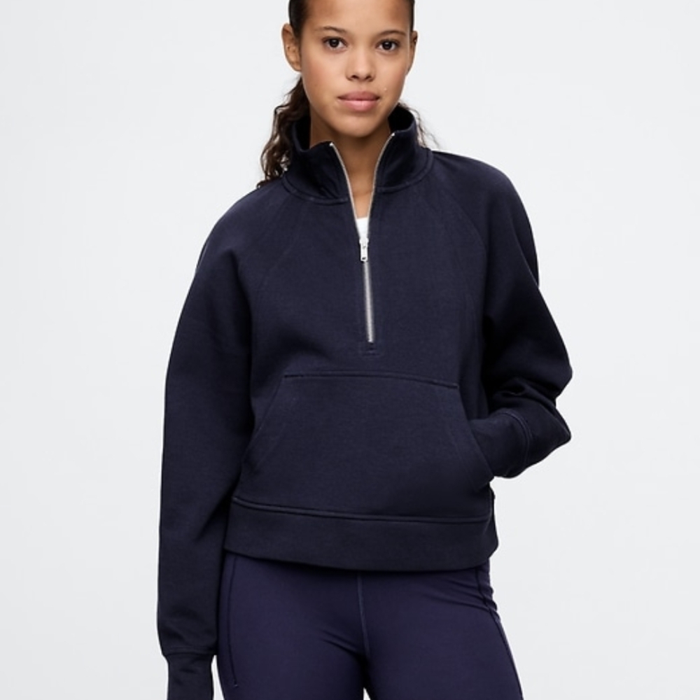Gap Women's Navy Half-Zip Sweatshirt Gapfit Worn Once Small Scuba Soft